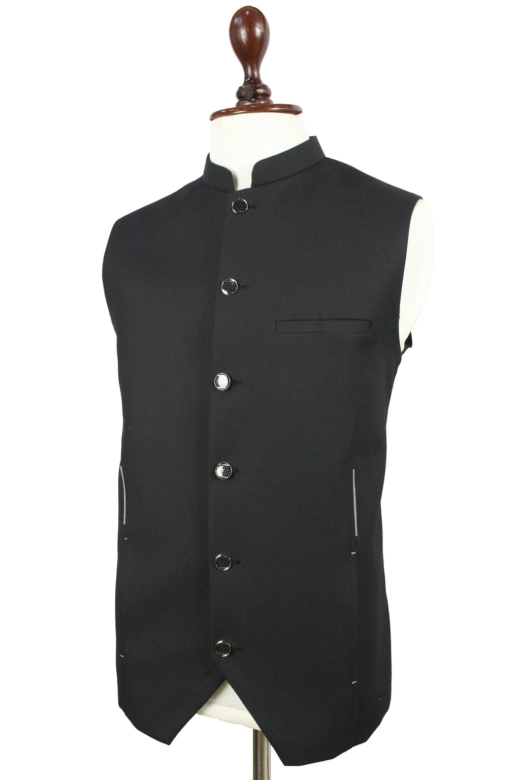 Men’s Black Waistcoat – Nehru Vest, Formal Dress Vest