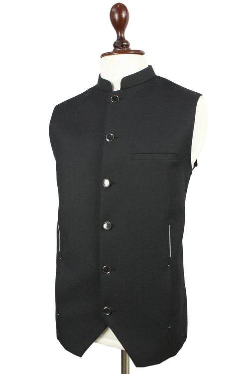 Men’s Black Waistcoat – Nehru Vest, Formal Dress Vest