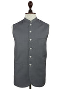 Men’s Grey Nehru Vest – Mandarin Collar Formal Waistcoat