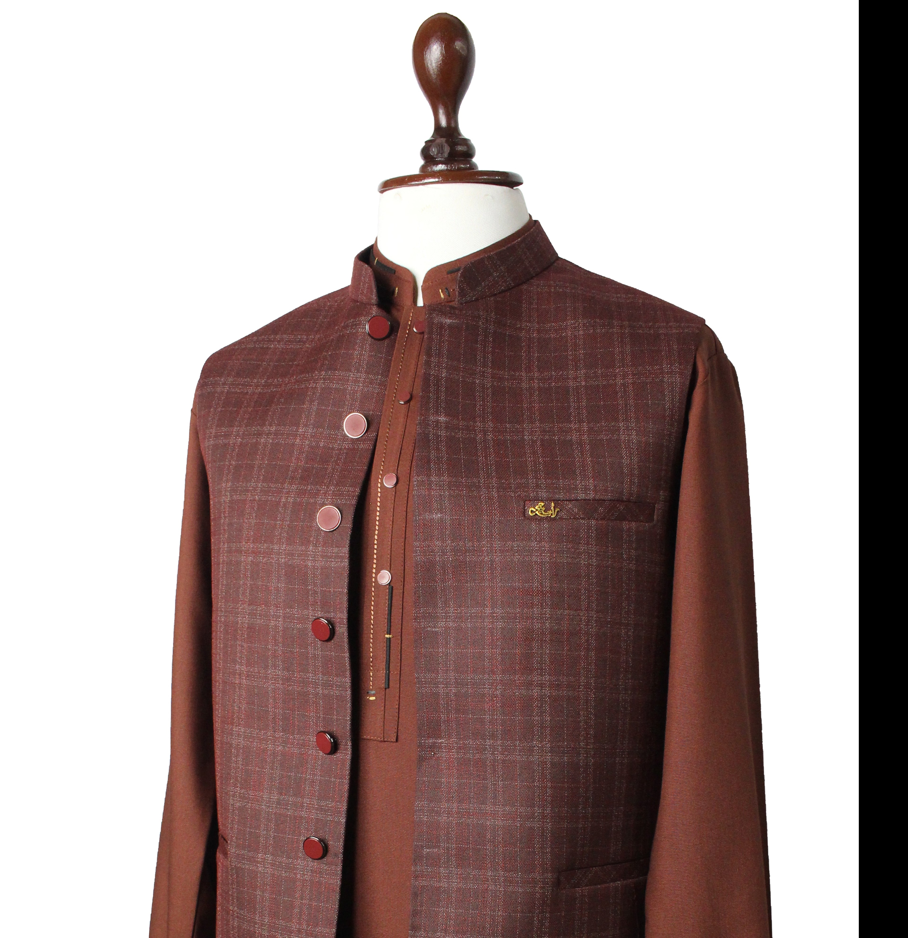 Men’s Brown Check Waistcoat – Traditional Formal Vest