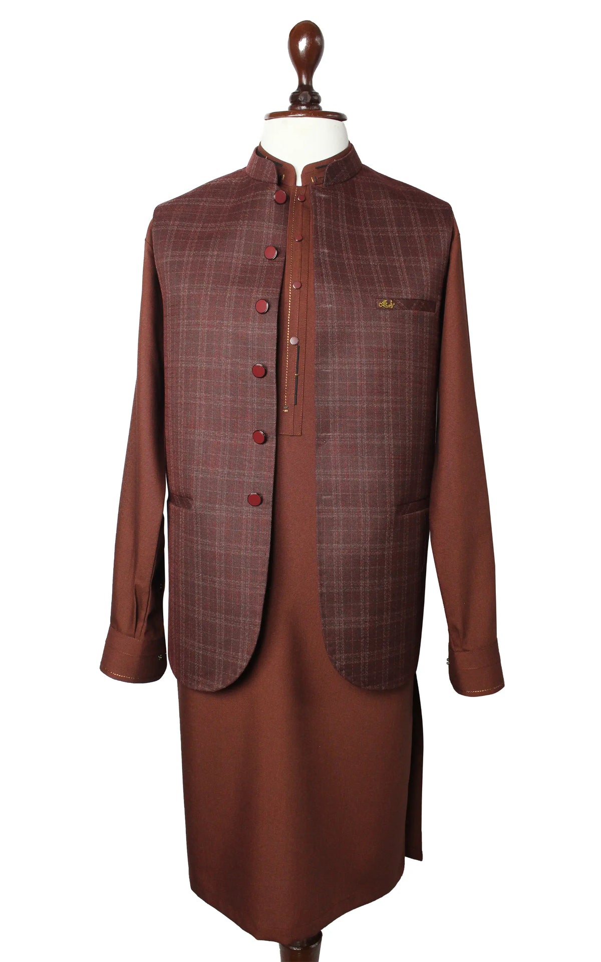 Men’s Brown Check Waistcoat – Traditional Formal Vest My Store