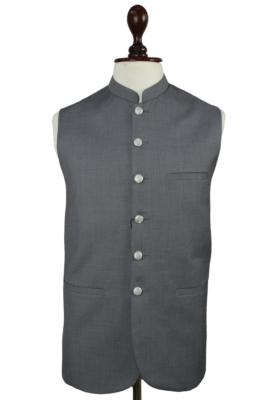 Men’s Grey Nehru Vest – Mandarin Collar Formal Waistcoat My Store