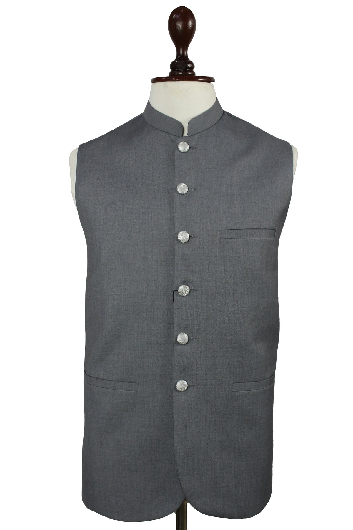 Men’s Grey Nehru Vest – Mandarin Collar Formal Waistcoat My Store