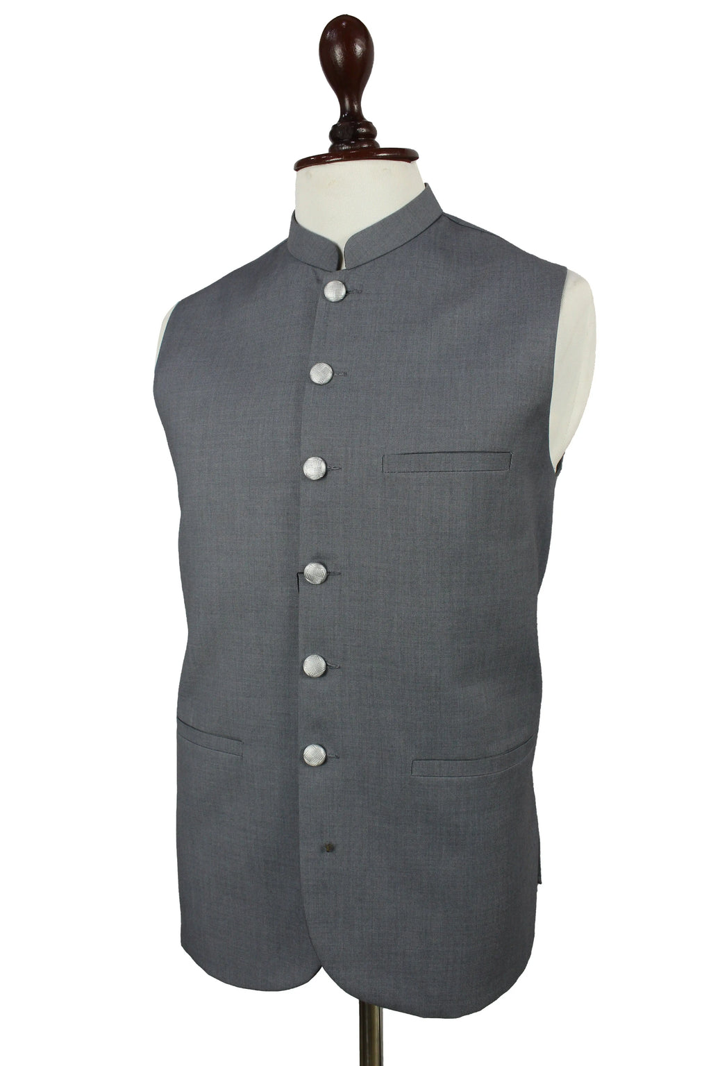 Men’s Grey Nehru Vest – Mandarin Collar Formal Waistcoat My Store