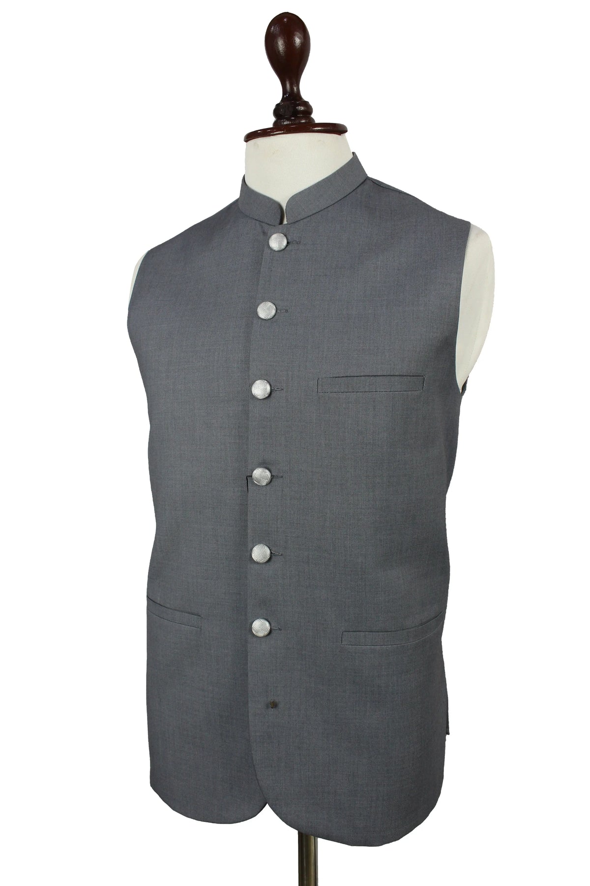 Men’s Grey Nehru Vest – Mandarin Collar Formal Waistcoat My Store