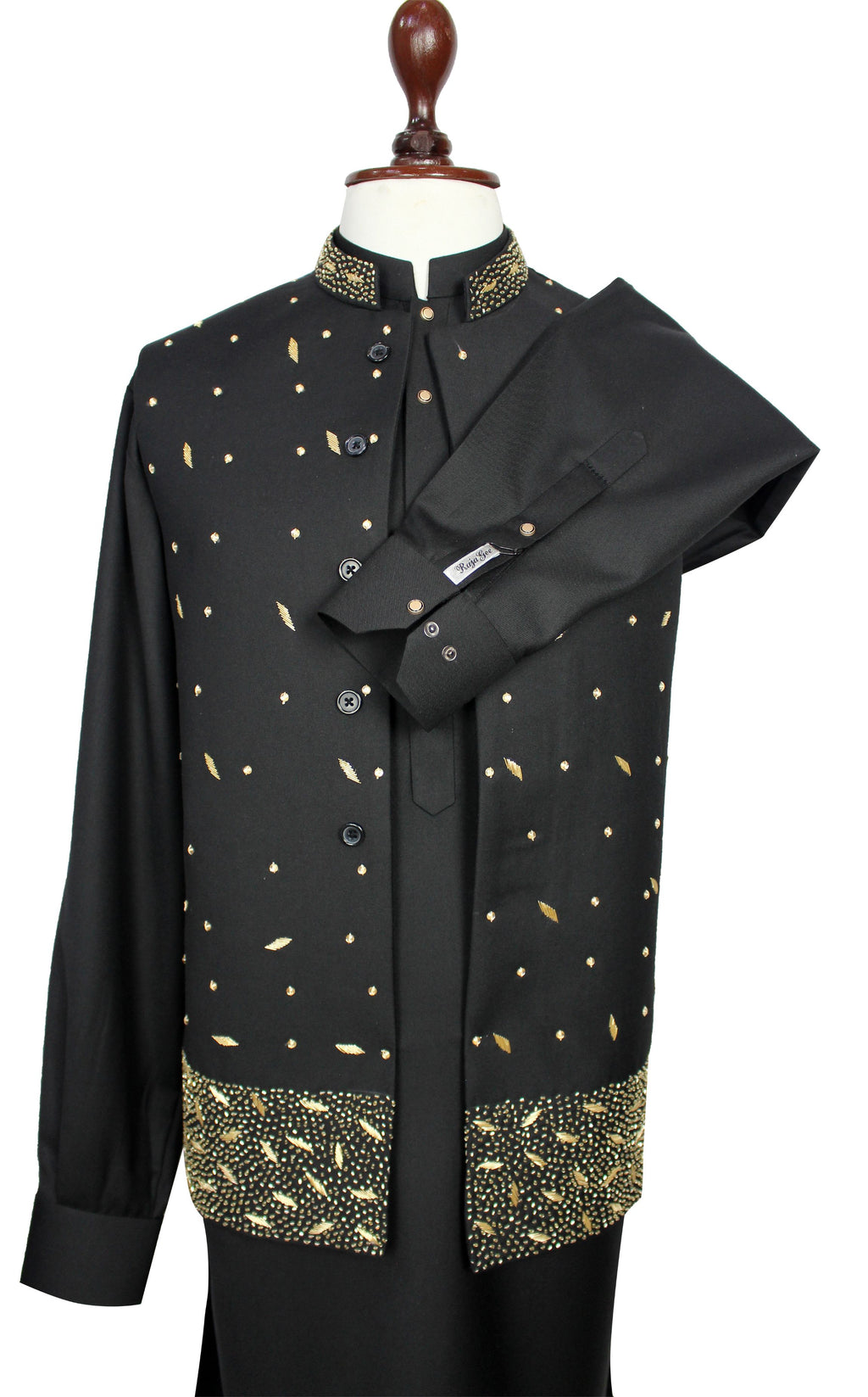 Men’s Black Shalwar Kameez with Waistcoat – Pakistani Traditional Outfit for Eid, Weddings & Formal Events