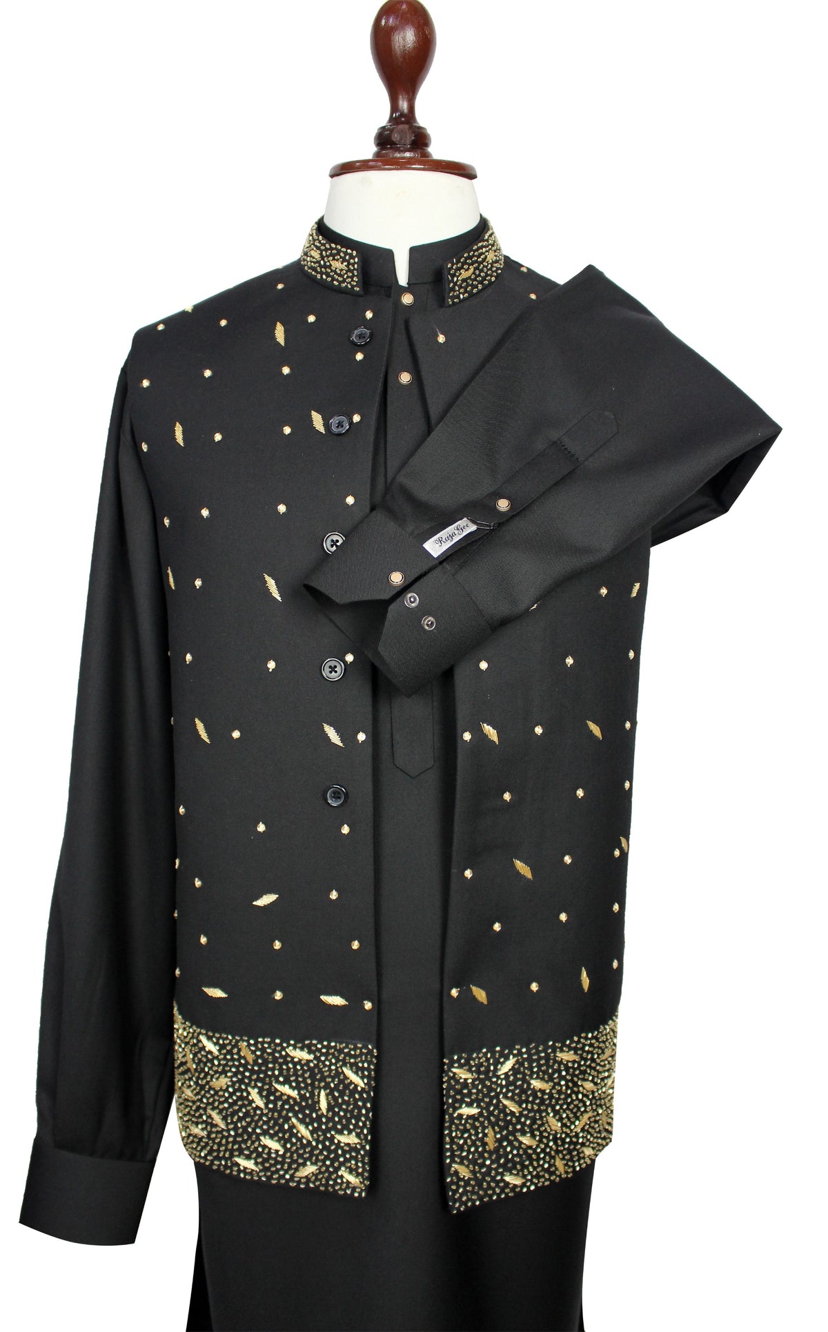 Men’s Black Shalwar Kameez with Waistcoat – Pakistani Traditional Outfit for Eid, Weddings & Formal Events