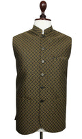 Olive Green Designer Waistcoat for Men – Traditional Wedding Vest | Raja Jee Garments