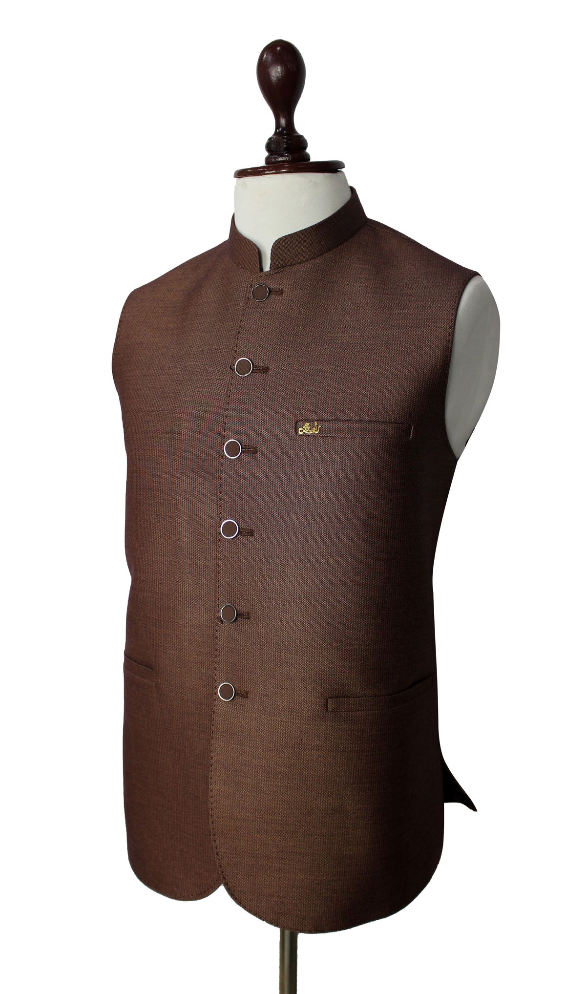 Brown Waistcoat for Men – Traditional Wedding Vest | Raja Jee Garments
