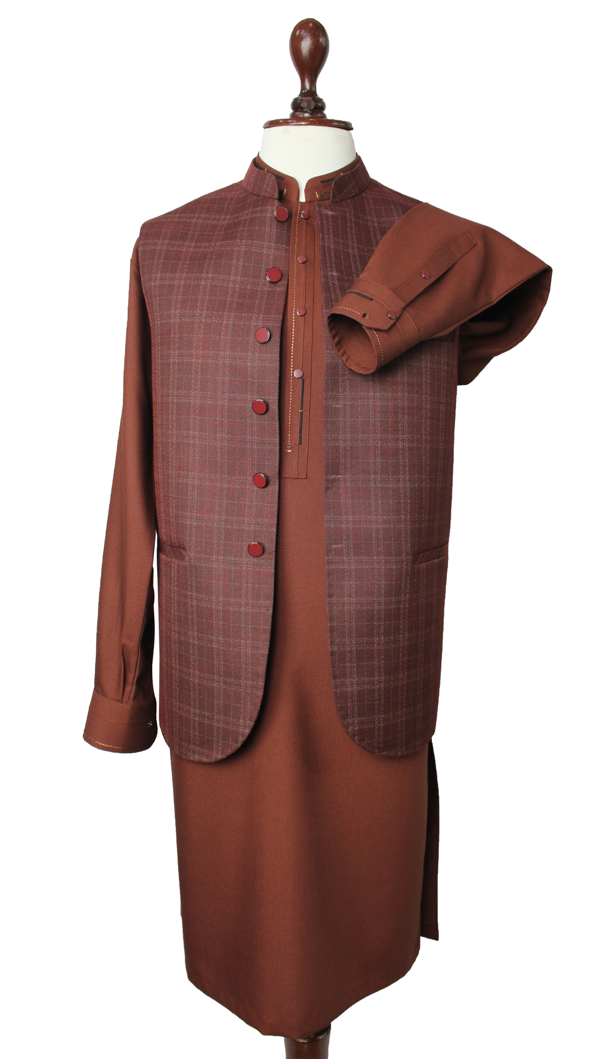 Men’s Brown Check Waistcoat – Traditional Formal Vest