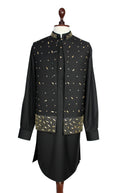 Men’s Black Shalwar Kameez with Waistcoat – Pakistani Traditional Outfit for Eid, Weddings & Formal Events